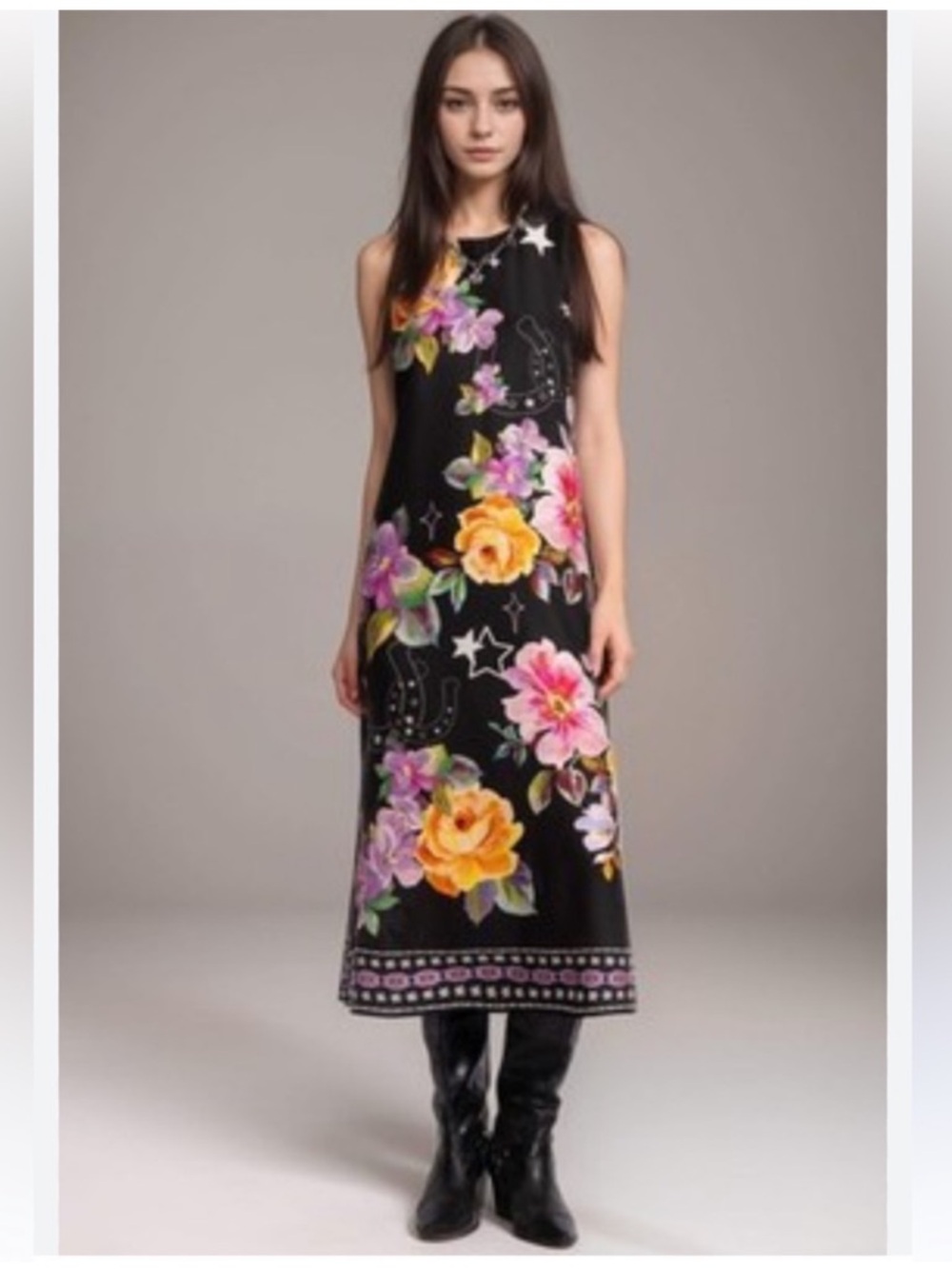 NWT JOHNNY WAS JADE KAROLINA TEA LENGTH DRESS - Picture 2 of 13